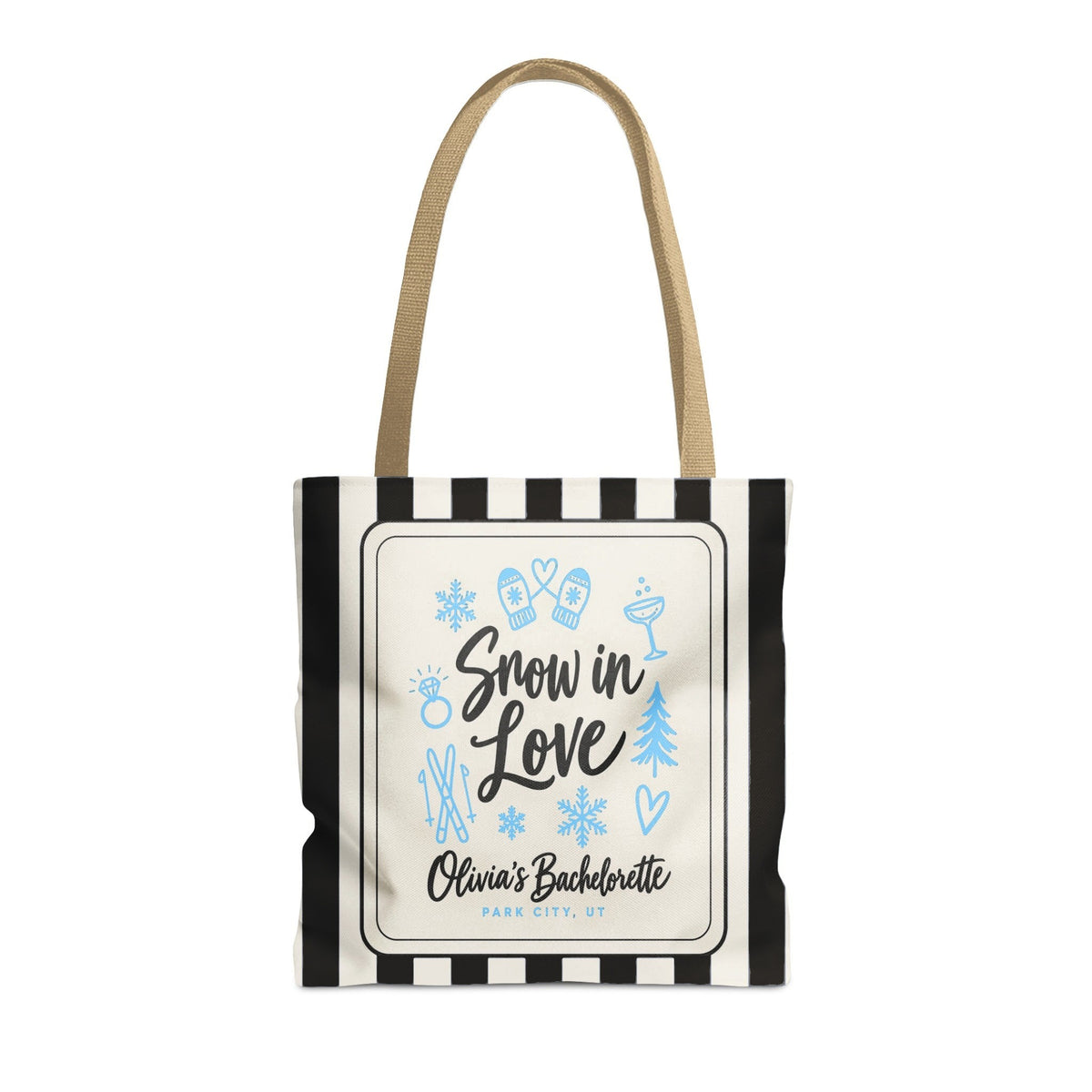 Snow In Love striped tote bag, Black