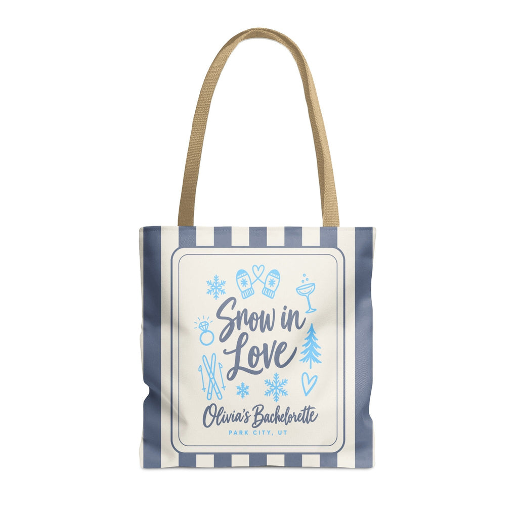 Snow In Love striped tote bag, Blue Jean