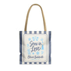 Snow In Love striped tote bag, Blue Jean