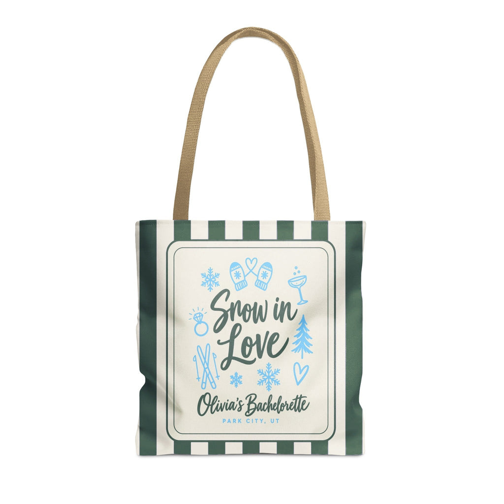 Snow In Love striped tote bag, Blue Spruce