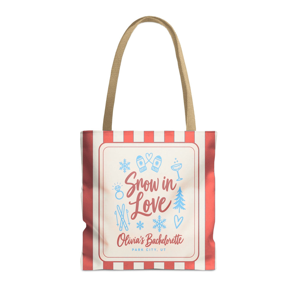 Snow In Love striped tote bag, Crimson