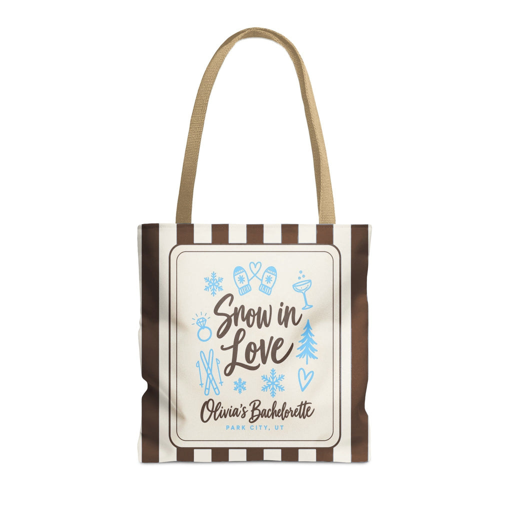 Snow In Love striped tote bag, Espresso