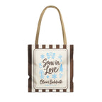Snow In Love striped tote bag, Espresso