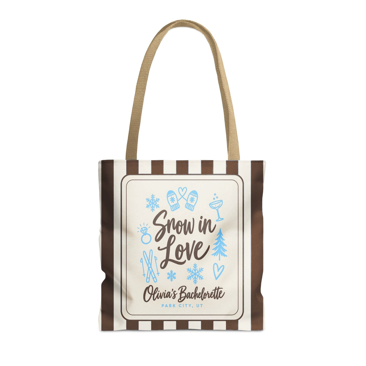 Snow In Love striped tote bag, Espresso