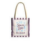 Snow In Love striped tote bag, Grape