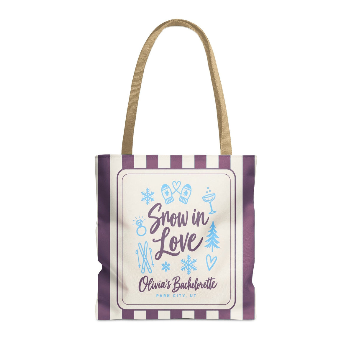 Snow In Love striped tote bag, Grape