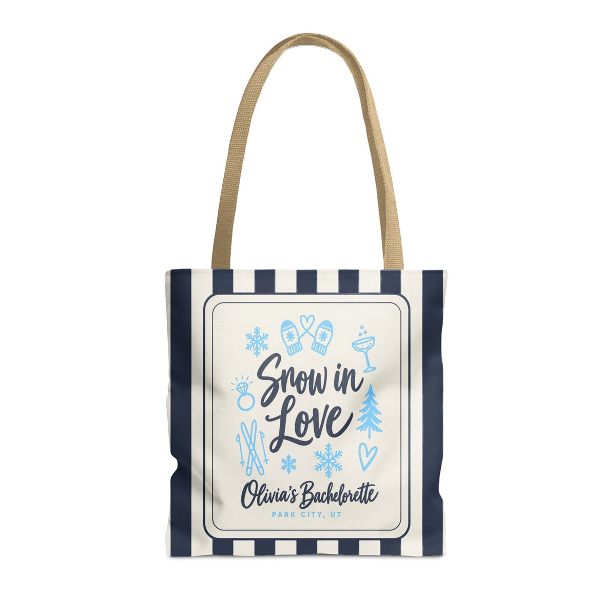 Snow In Love striped tote bag, True Navy