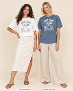 Bride in White printed in Blue Jean and crew in Blue Jean printed in white, Last Toast on the Coast tees