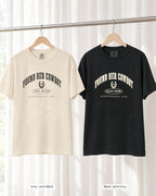 Ivory bride shirt printed in Black next to a Black crew shirt printed in ivory, Found Her Cowboy tees