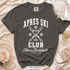 Pepper Apres Ski Club bachelorette crew t-shirt, print in white