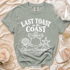 Bay Last Toast on the Coast bachelorette t-shirt, print in white