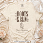 Ivory Boots & Bling bride t-shirt, print matches your crew colour