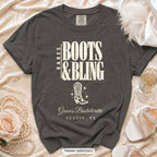 Pepper Boots & Bling bachelorette crew t-shirt, print in ivory