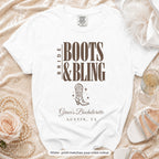 White Boots & Bling bride t-shirt, print matches your crew colour