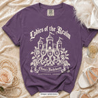 Grape Bride & Ladies Of The Realm bachelorette crew t-shirt, print in ivory