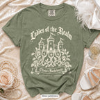 Moss Bride & Ladies Of The Realm bachelorette crew t-shirt, print in ivory