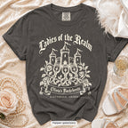 Pepper Bride & Ladies Of The Realm bachelorette crew t-shirt, print in ivory
