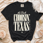 Black Choosin' Texas bachelorette crew t-shirt, print in ivory