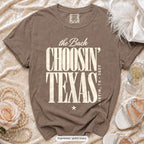 Espresso Choosin' Texas bachelorette crew t-shirt, print in ivory