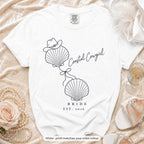 White Coastal Cowgirl bride t-shirt, print matches your crew colour