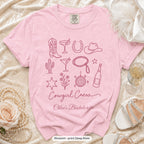 Blossom Cowgirl Bride & Cowgirl Crew bachelorette crew t-shirt, print in deep rose