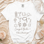 White Cowgirl Bride & Cowgirl Crew bride t-shirt, print matches your crew colour