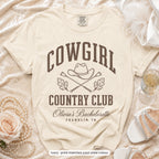 Ivory Cowgirl Country Club bride t-shirt, print matches your crew colour