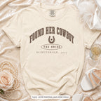 Ivory Found Her Cowboy bride t-shirt, print matches your crew colour
