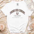 White Found Her Cowboy bride t-shirt, print matches your crew colour