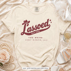 Ivory Lassoed For Life bride t-shirt, print matches your crew colour