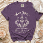 Grape Last Quest Before The Dress bachelorette crew t-shirt, print in ivory
