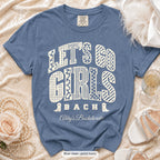 Blue Jean Let's Go Girls bachelorette crew t-shirt, print in ivory