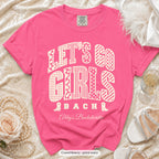 Crunchberry Let's Go Girls bachelorette crew t-shirt, print in ivory