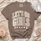 Espresso Let's Go Girls bachelorette crew t-shirt, print in ivory
