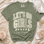 Moss Let's Go Girls bachelorette crew t-shirt, print in ivory