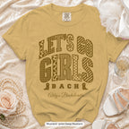 Mustard Let's Go Girls bachelorette crew t-shirt, print in deep mustard
