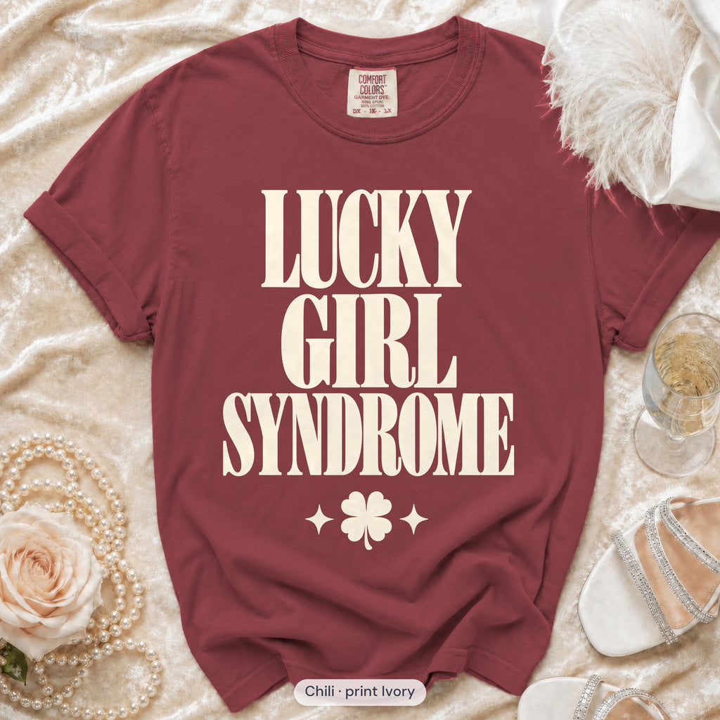 Chili Lucky Bride & Lucky Girl Syndrome bachelorette crew t-shirt, print in ivory