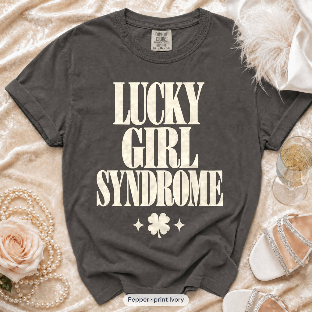 Pepper Lucky Bride & Lucky Girl Syndrome bachelorette crew t-shirt, print in ivory