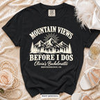 Black Mountain Views Before I Dos bachelorette crew t-shirt, print in ivory