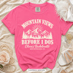 Crunchberry Mountain Views Before I Dos bachelorette crew t-shirt, print in ivory