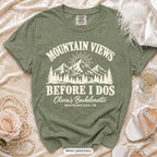 Moss Mountain Views Before I Dos bachelorette crew t-shirt, print in ivory