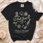 Black Nash Bash bachelorette crew t-shirt, print in ivory