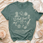 Blue Spruce Nash Bash bachelorette crew t-shirt, print in ivory