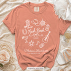 Terracotta Nash Bash bachelorette crew t-shirt, print in white