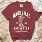 Chili Nashville Social Club bachelorette crew t-shirt, print in ivory