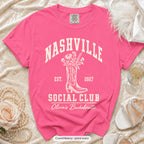 Crunchberry Nashville Social Club bachelorette crew t-shirt, print in ivory