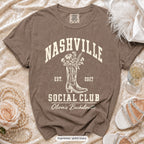 Espresso Nashville Social Club bachelorette crew t-shirt, print in ivory