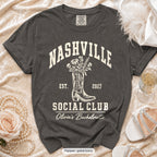 Pepper Nashville Social Club bachelorette crew t-shirt, print in ivory
