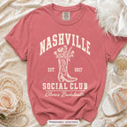 Watermelon Nashville Social Club bachelorette crew t-shirt, print in ivory