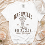 White Nashville Social Club bride t-shirt, print matches your crew colour